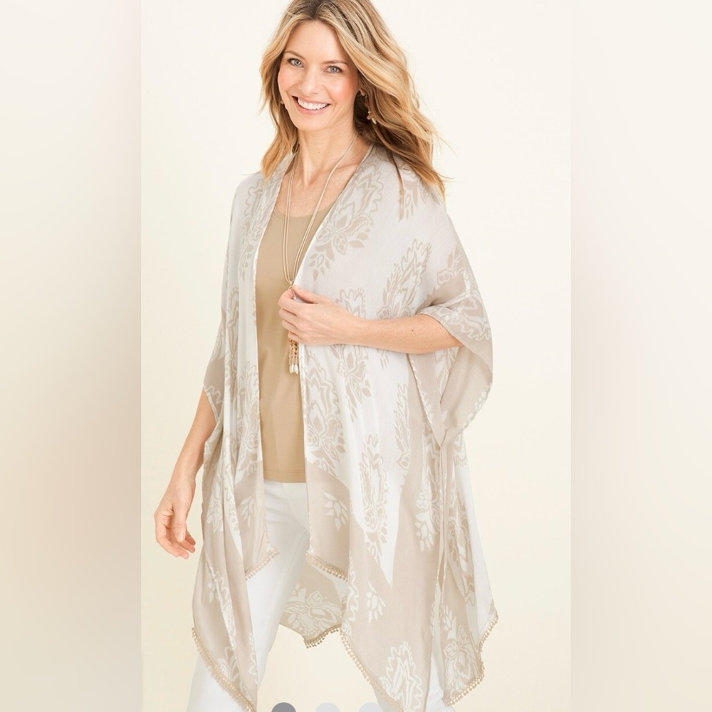 Chicos Ruana Womens L XL Wrap Cardigan Topper Shrug Poncho Brand new
